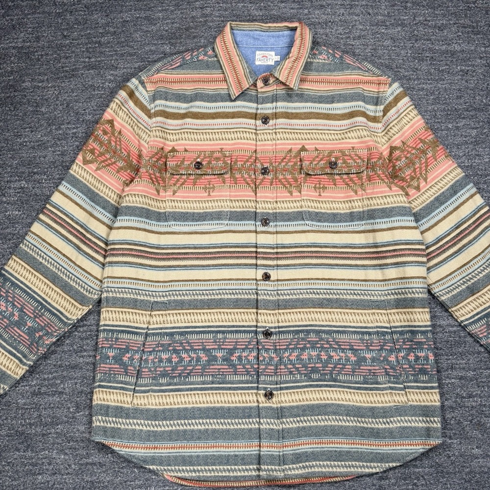 Faherty Durango CPO Workshirt Men Large Aztec Navajo Shacket Neskowin Southwest